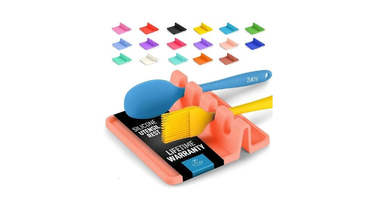 Zulay Kitchen Silicone Utensil Rest With Drip Pad For Multiple