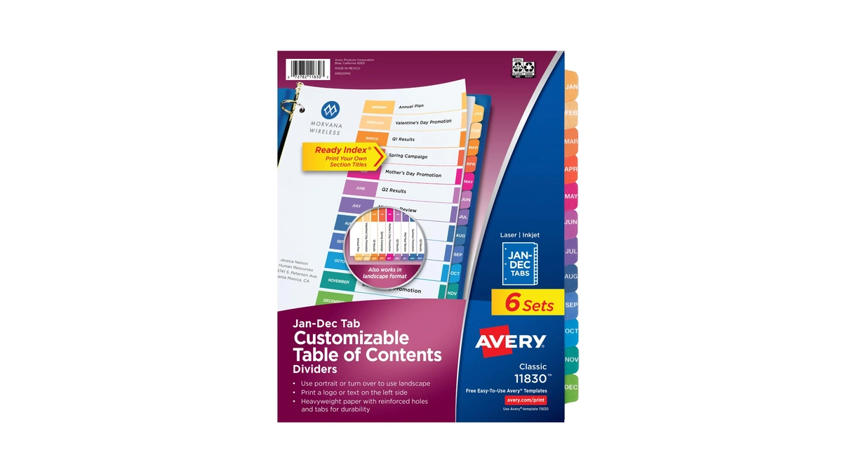 Avery Jan-dec Dividers For 3 Ring Binders, 12 Tabs Per
