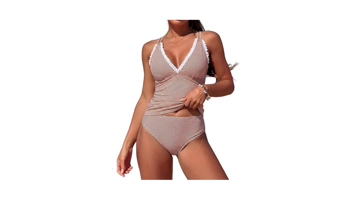 Jullumi Tankini Swimsuits For Women Smocked Two Piece Tankinis Modest