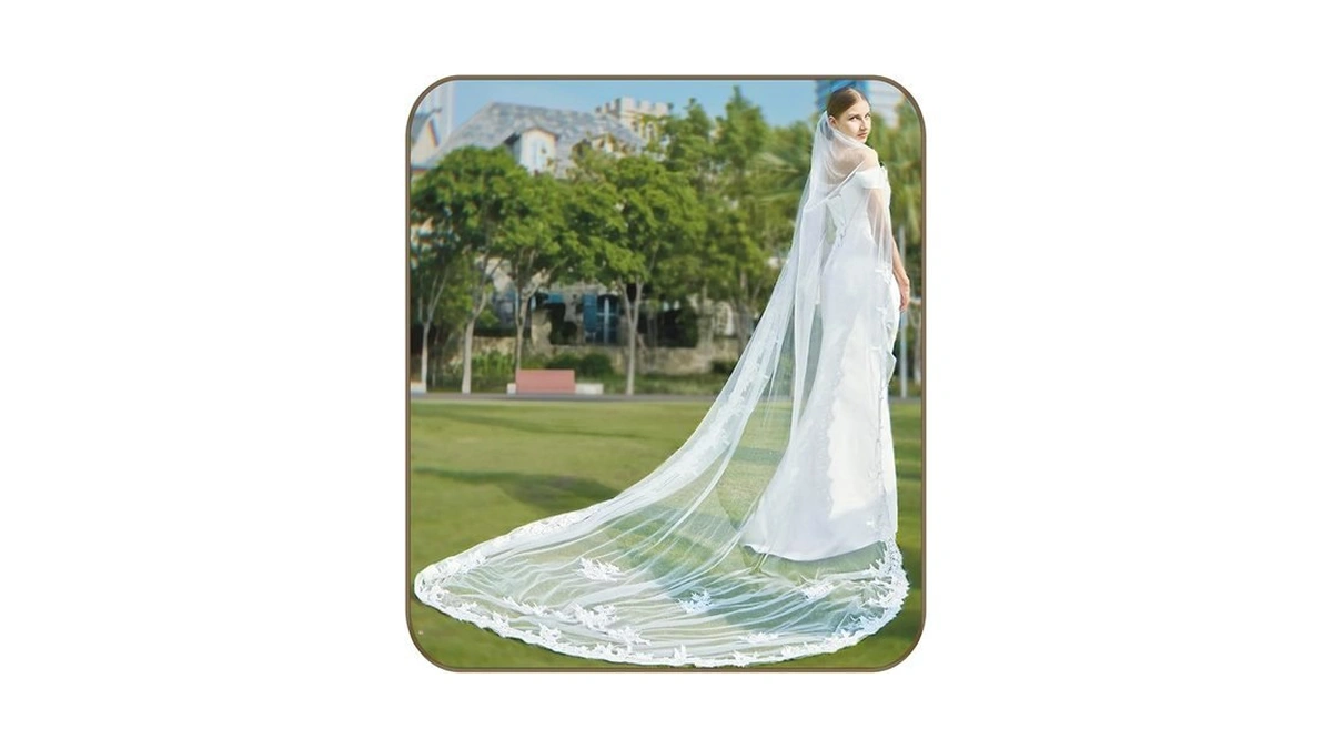 Atelumae 1 Tier Lace Floral Veils For Women Wedding Long