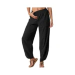 Freeoak Corduroy Baggy Black Pants Wide Leg Harem Pants Flowy