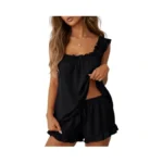 Lepunuo Pj Sets For Women Ruffle Square Tank Top Casual