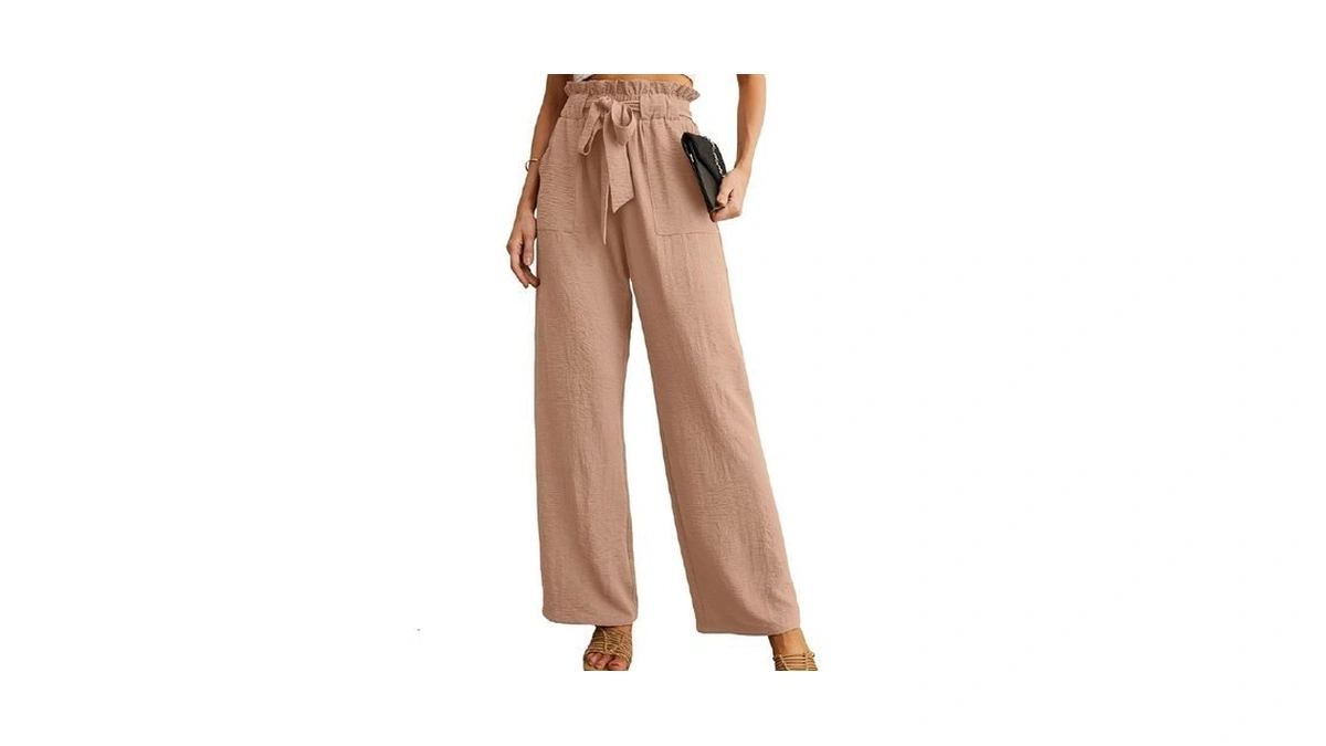 Iwollence Women's Wide Leg Pants With Pockets High Waist Adjustable