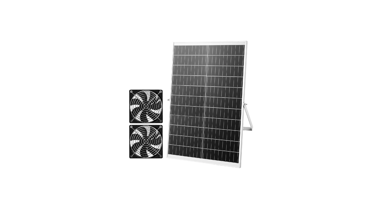 Vevor Solar Powered Fan, 30w Solar Panel With 2 Fans,