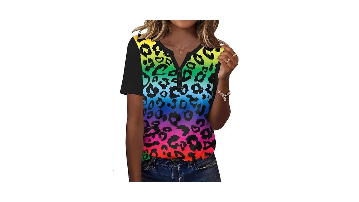 Tcot Women Tops And Blouses Spring Short Sleeve Button V
