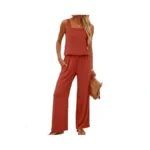 Lepunuo Two Piece Sets For Women Summer Square Neck Sleeveless