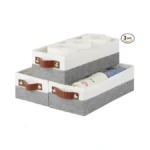 Hnzige Small Fabric Storage Bins With Handles 3 Pack, Foldable