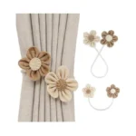 2 Pack Braided Curtain Tiebacks, Farmhouse Boho Rustic Cute Flower