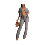 Zermom Women's 2 Piece Crochet Outfits Hollow Out Swimsuit Button
