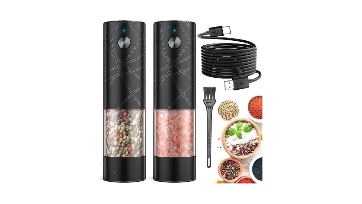 2pack Electric Salt And Pepper Grinder Set Usb Rechargeable With