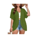 Auslook Women's Plus Size Short Sleeve Lightweight Open Front Cardigan