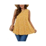 Auslook Plus Size Women's Tank Tops Yellow Celosia 2x Summer