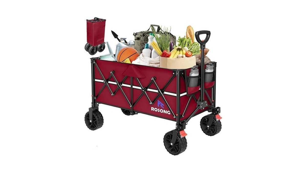Rosong Collapsible Wagon Cart With Wheels Foldable - Folding Utility