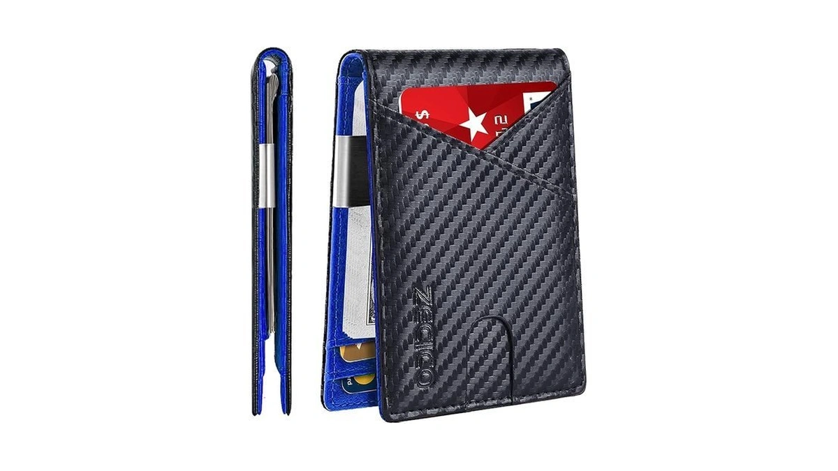 Zecico Mens Slim Wallet Money Clip: Bifold Vegan Leather Wallets