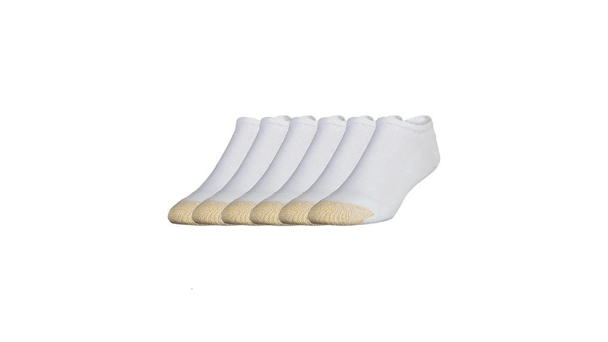 Goldtoe Men's 656f Cotton No Show Athletic Socks, Multipairs, White