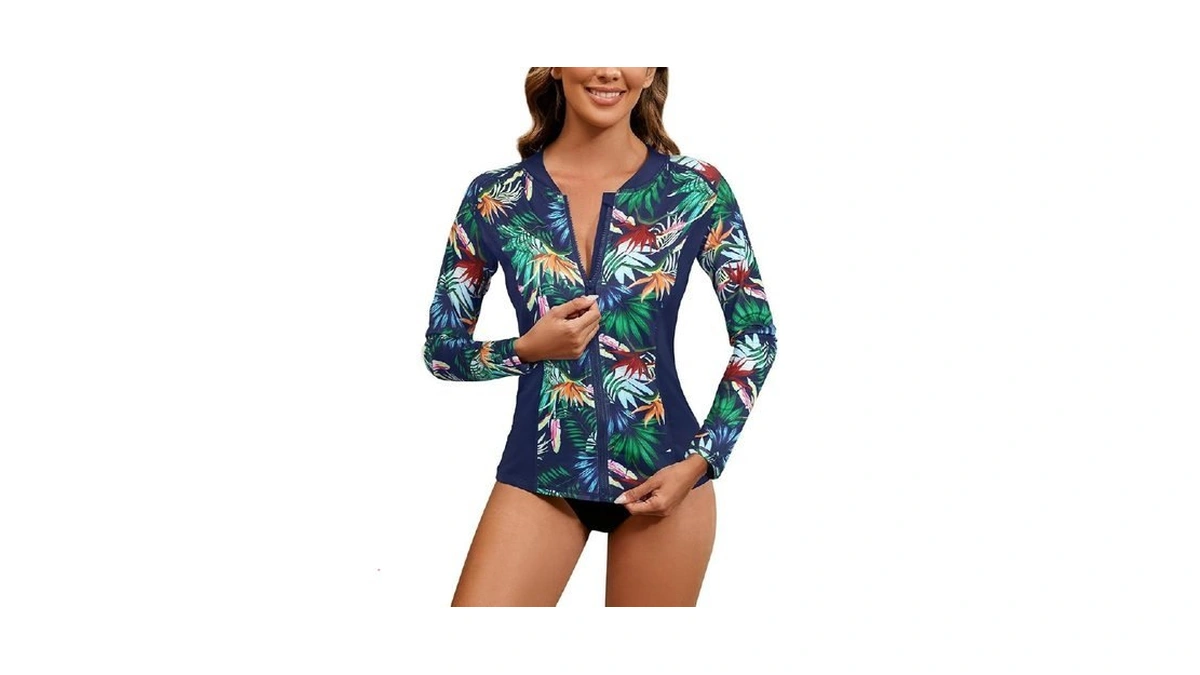 Luranee Womens Long Sleeve Wwimsuit,zip Up Rash Guards For Women