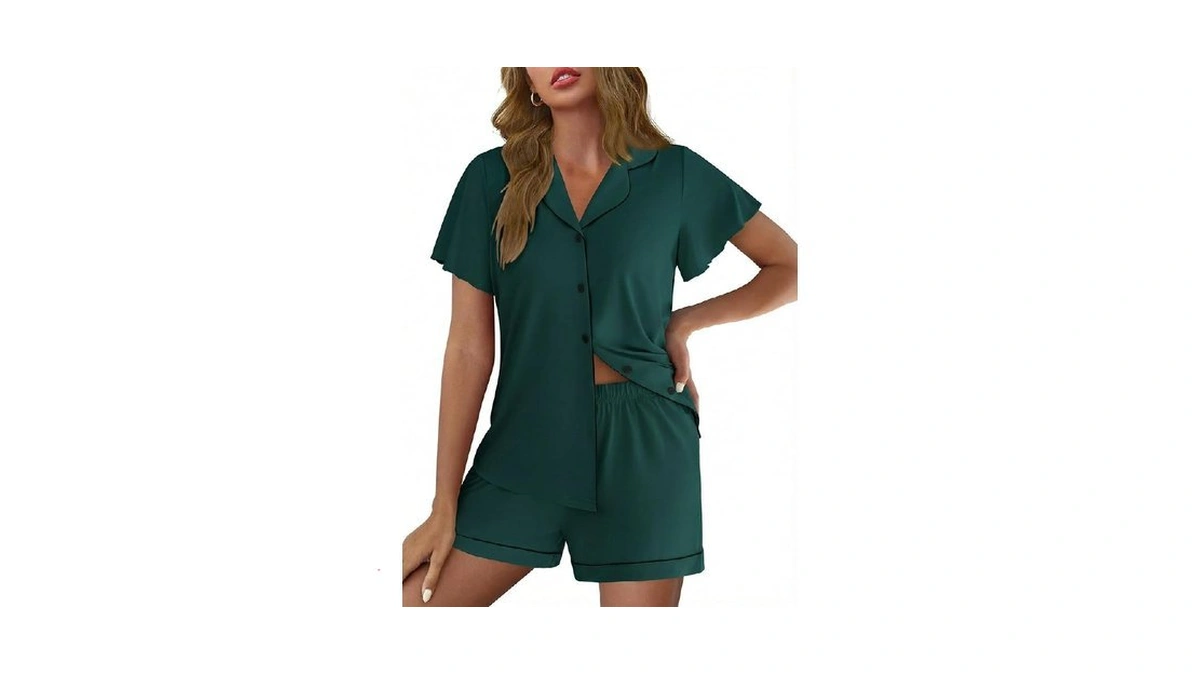 Ekouaer Pajamas For Women Set Button Up Pjs Ruffle Sleeve