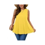 Auslook Plus Size Women's Tank Tops Bright Yellow 3x Summer