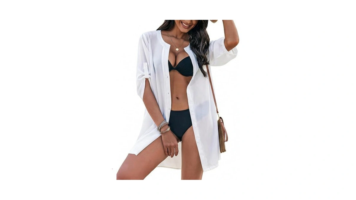 Ekouaer Bathing Suit Cover Up Swimsuit Coverup For Women Button
