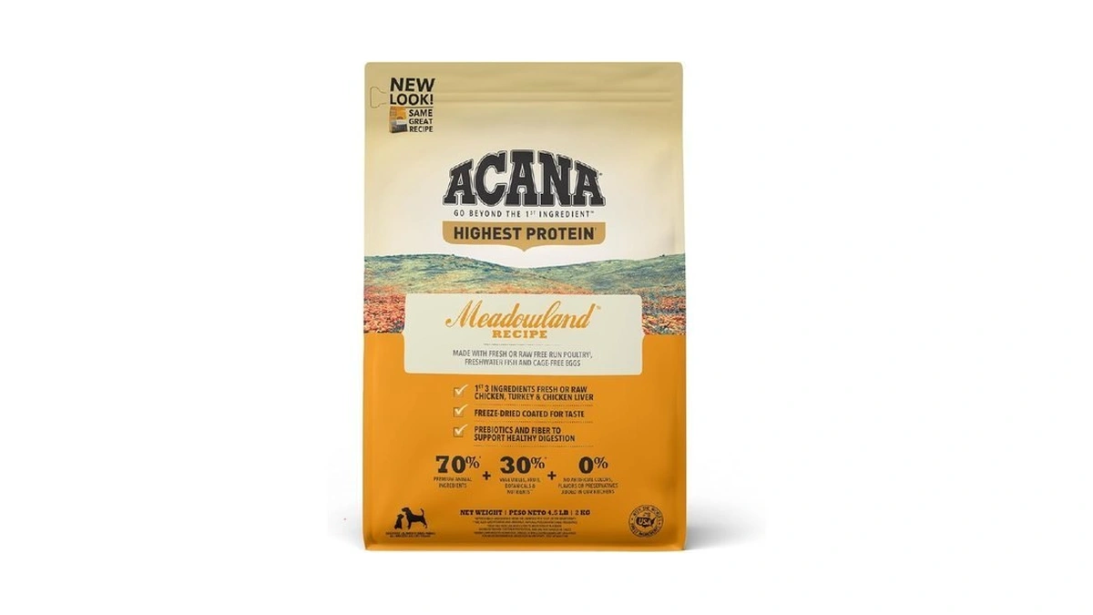 Acana Highest Protein Grain Free Dry Dog Food Meadowland Recipe