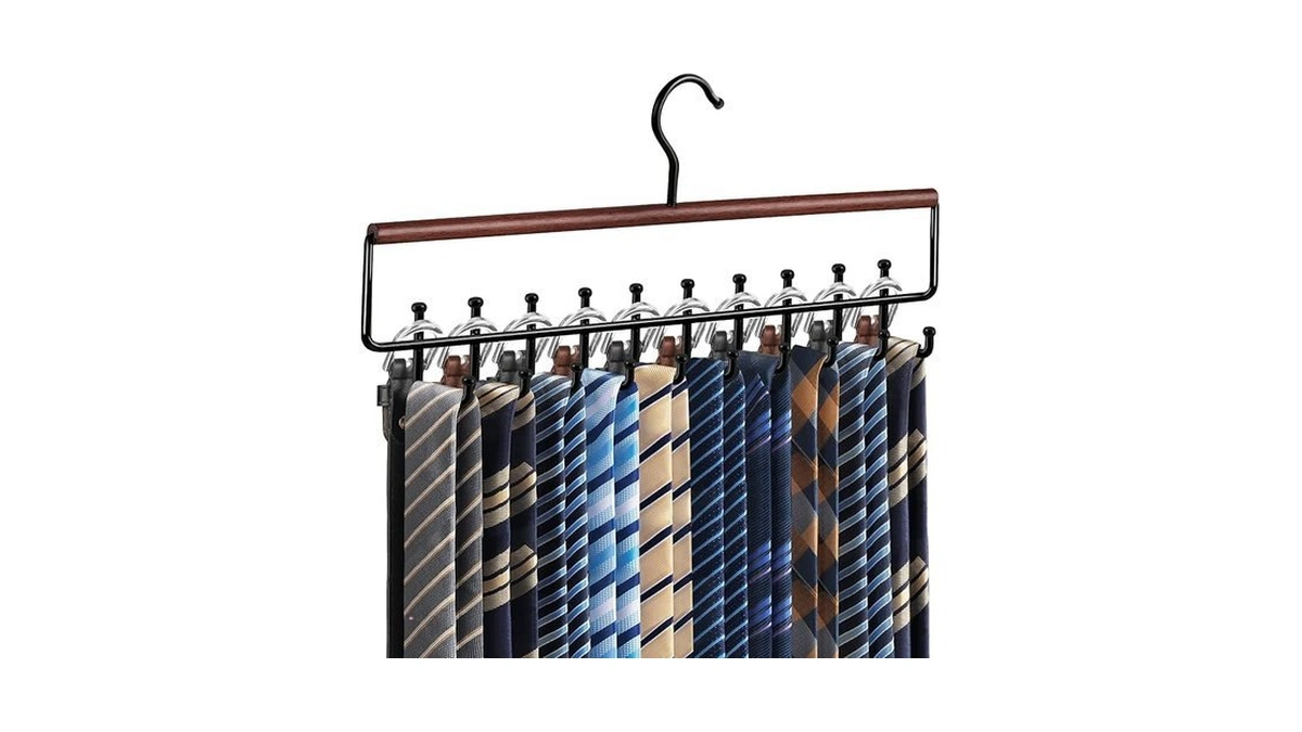 Tie Rack Hanger For Closet Upgraded 2-in-1 Tie And Belt