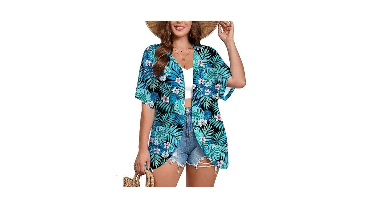 Auslook Women's Plus Size Short Sleeve Lightweight Open Front Cardigan