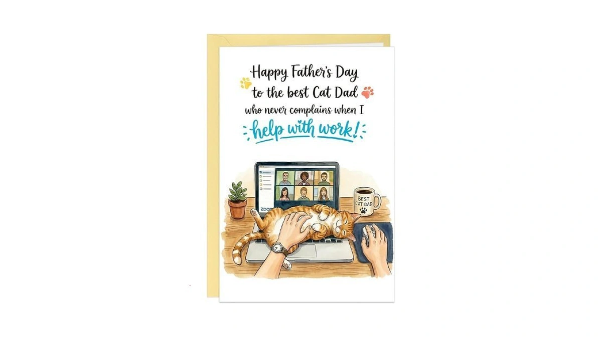 Flyab Happy Fathers Day Card From Cats - Funny Wfh