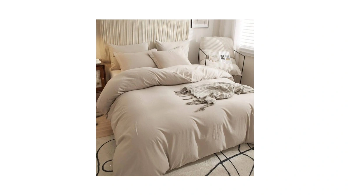 Reyos 80x90 Duvet Cover Set Washable For Bedroom Beige Grey