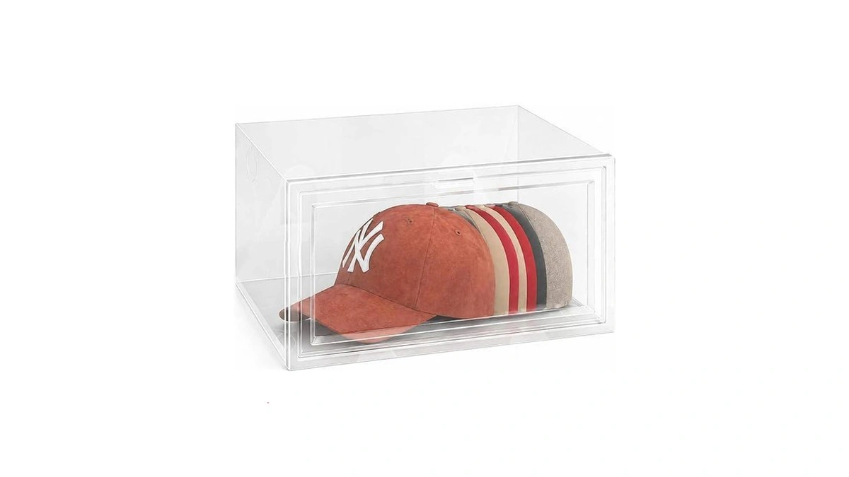 Axidou Clear Stackable Hat Storage Box For Baseball Caps, Large