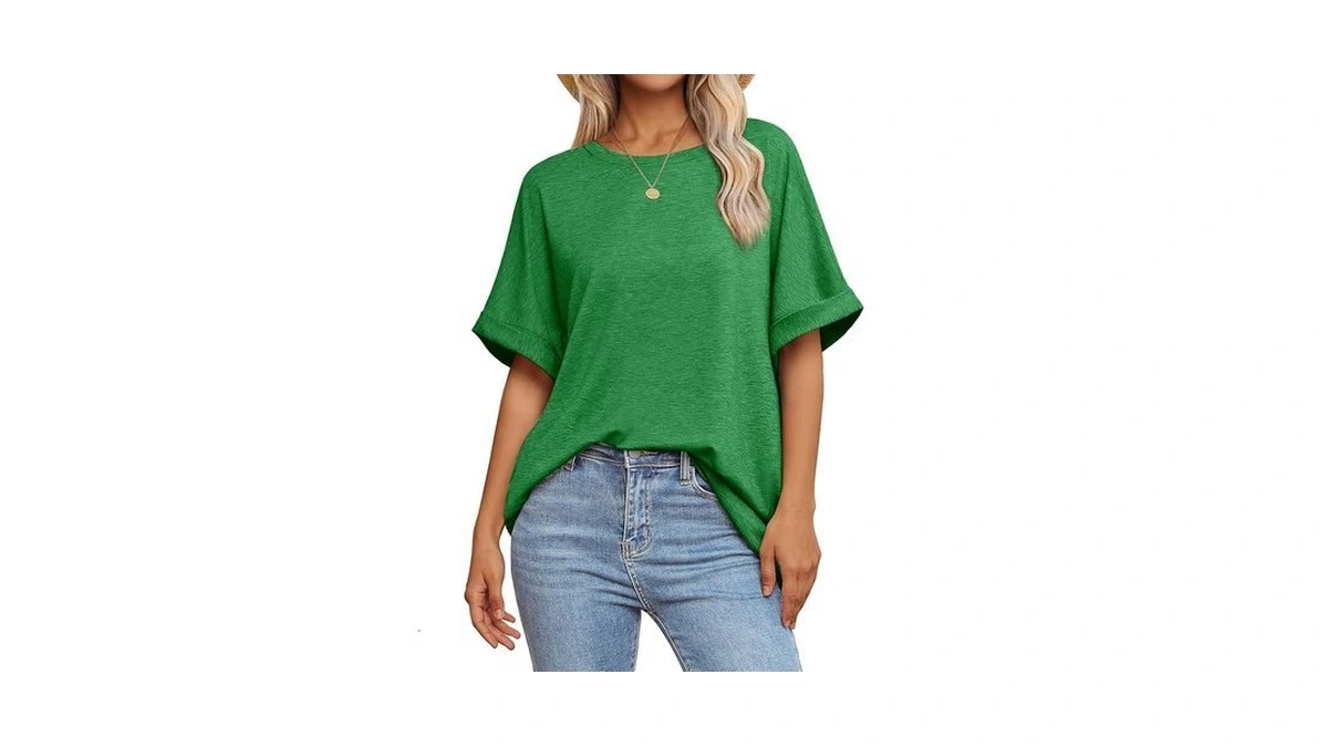 Athmile Christmas Womens Oversized Baggy T Shirts Loose Fit Crewneck
