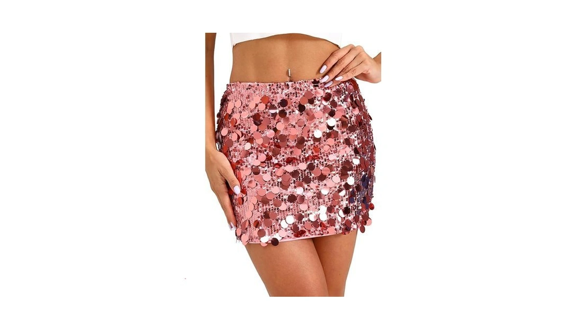 Guanyy Sequin Mini Skirt For Women Petite Rhinestone Sparkly Skirt