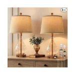 Qimh Farmhouse Table Lamps Set Of 2 With Night Light,