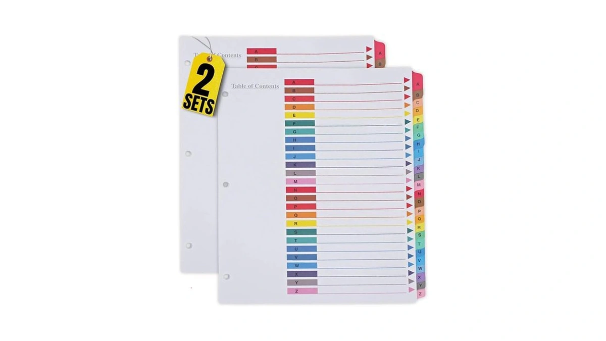 1intheoffice Alphabetical Dividers For 3 Ring Binders, A-z Tab Binder