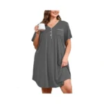 Auslook Plus Size Gray Nightgown For Women Midi Sleep 2x
