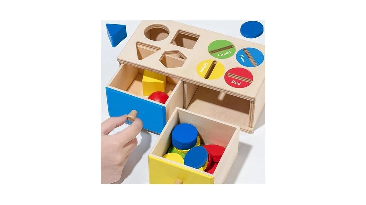 Biottro 2 In 1 Montessori Object Permanence Box With Drawer