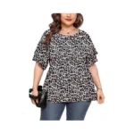 Auslook Plus Size Casual Tops For Women Fancy Peachy Leopard