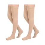 2pairs Ktinnead 20-30mmhg Thigh High Compression Stockings For Women, Closed-toe