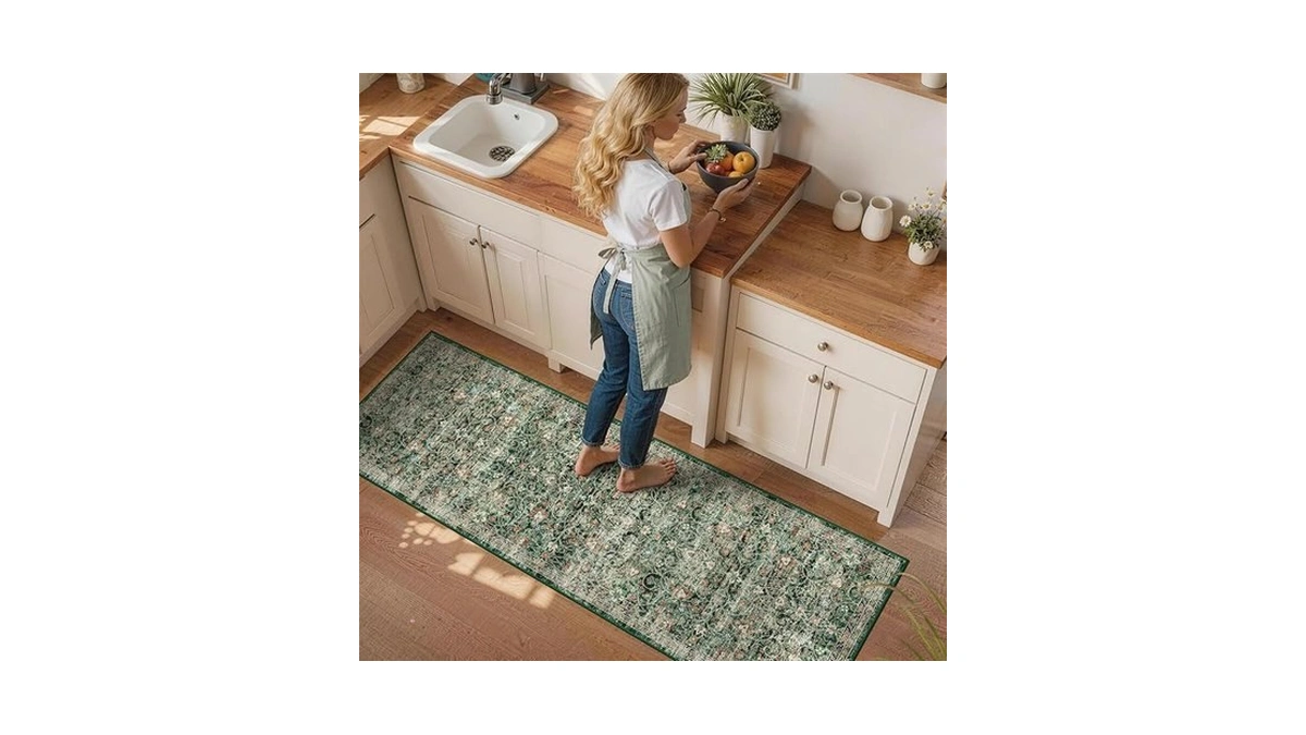2x6 Machine Washable Runner Rug, Kitchen Hallway Area Rug Dark