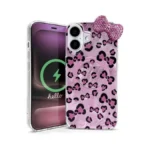 Coaxbnue Cute Glitter Pink Print Background Case With Beautiful Kawaii
