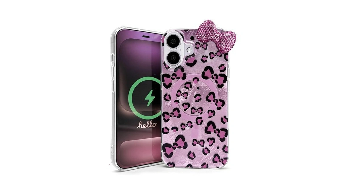 Coaxbnue Cute Glitter Pink Print Background Case With Beautiful Kawaii