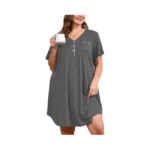 Auslook Plus Size Gray Nightgown For Women Midi Sleep 4x