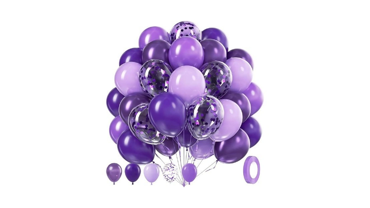 Laorei 100pcs Purple Balloons, 12inch Light Purple Balloons With Metallic