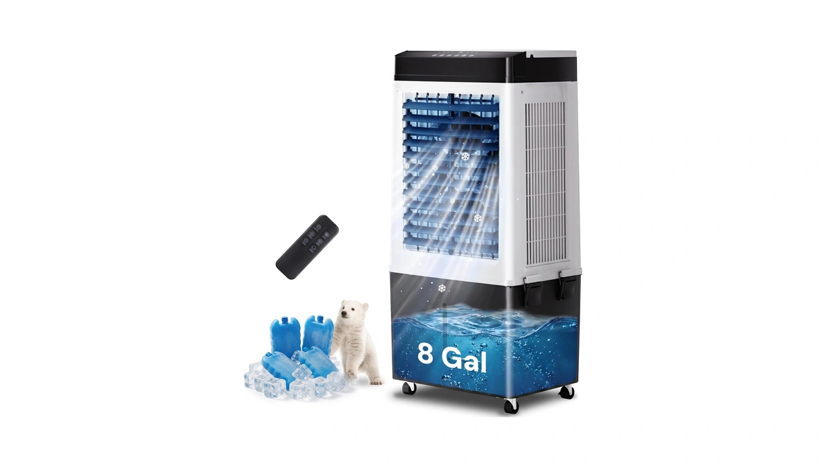 Swamp Cooler, 2200 Cfm Evaporative Air Cooler With 8 Gal
