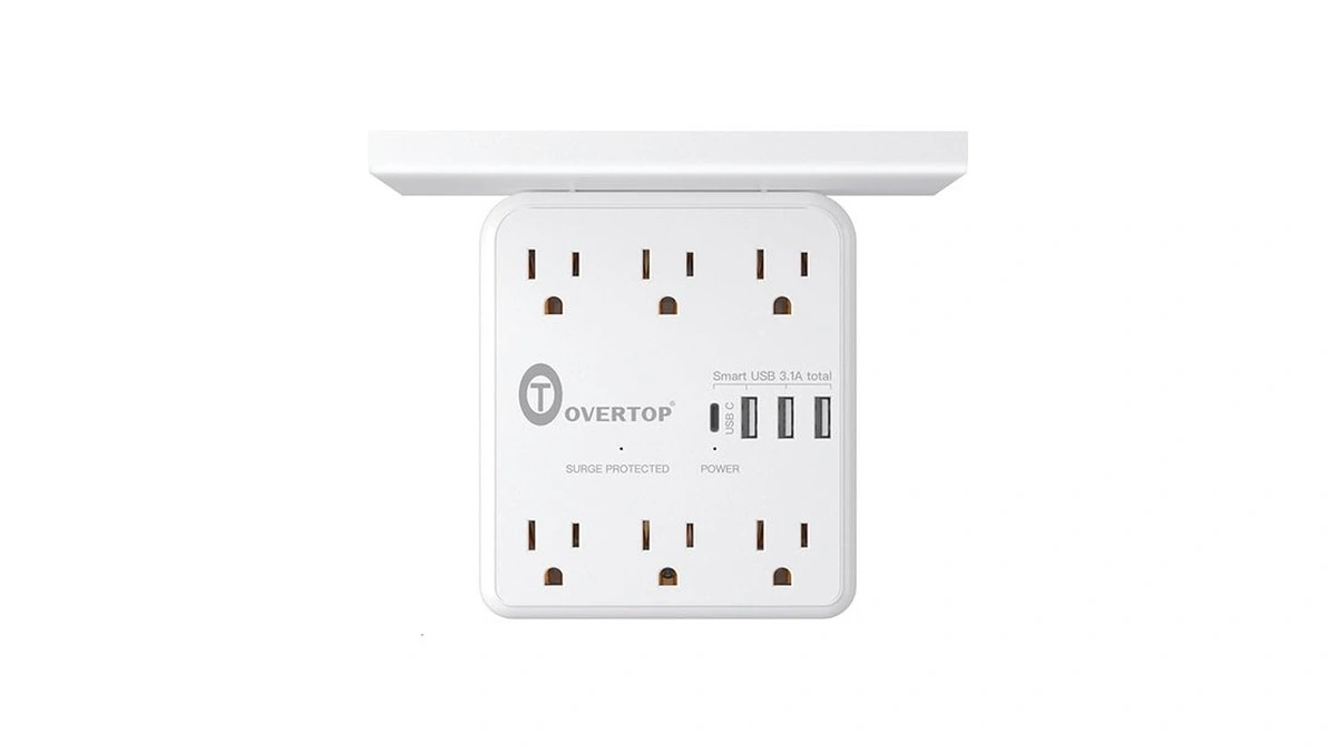 Overtop Power Charger With Shelf, Wall Outlet Extender Surge Protector