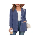 Auslook Plus Size Women Long Sleeve Cardigan 4x Blue Open