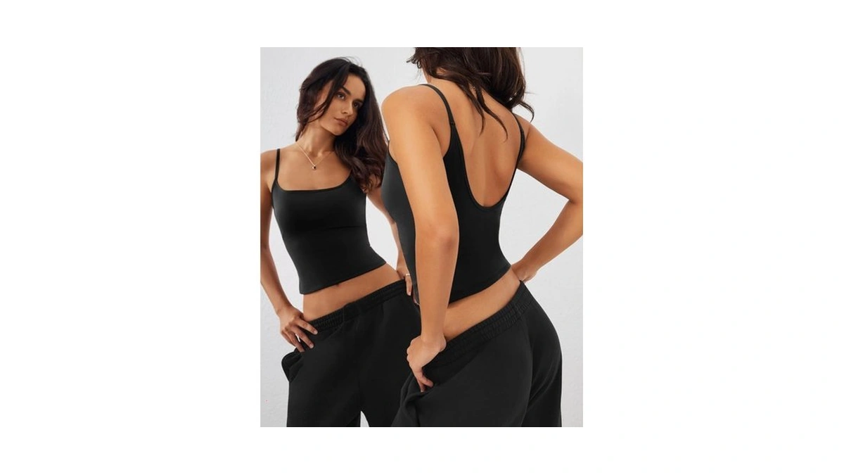 Superarugoo Women’s Open Back Crop Tank Top Spaghetti Strap Square