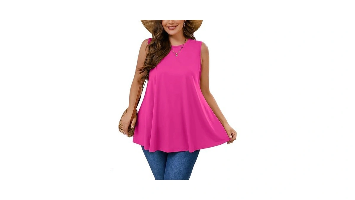 Auslook Plus Size Women's Tank Tops Hot Pink 5x Summer