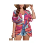 Auslook Women's Plus Size Short Sleeve Lightweight Open Front Cardigan