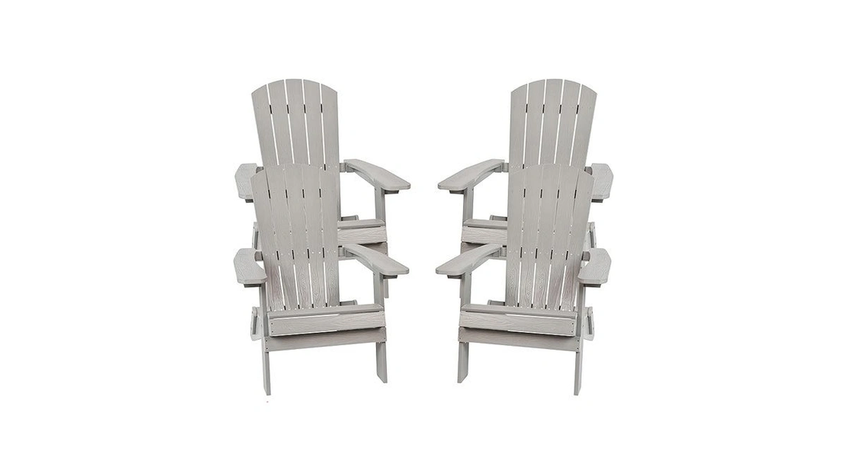 Flash Furniture Charlestown Folding Adirondack Chair - Gray - Poly