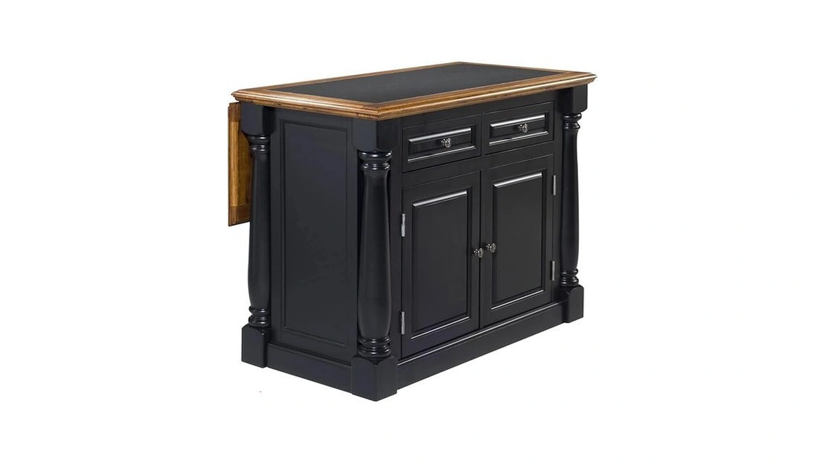 Monarch Black/distressed Oak Kitchen Island With Granite Top By Home